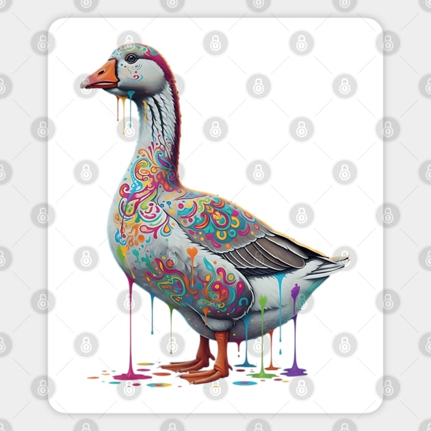 Today I Am A Drippy Goose, cute goose with colorful drips Magnet by Luxinda